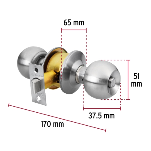 CERRADURA POMO BAÑO CROMO MATE