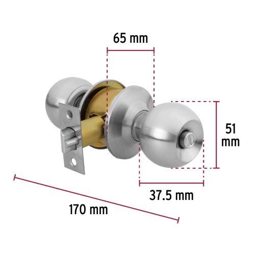 CERRADURA POMO RECAMARA CROMO MATE
