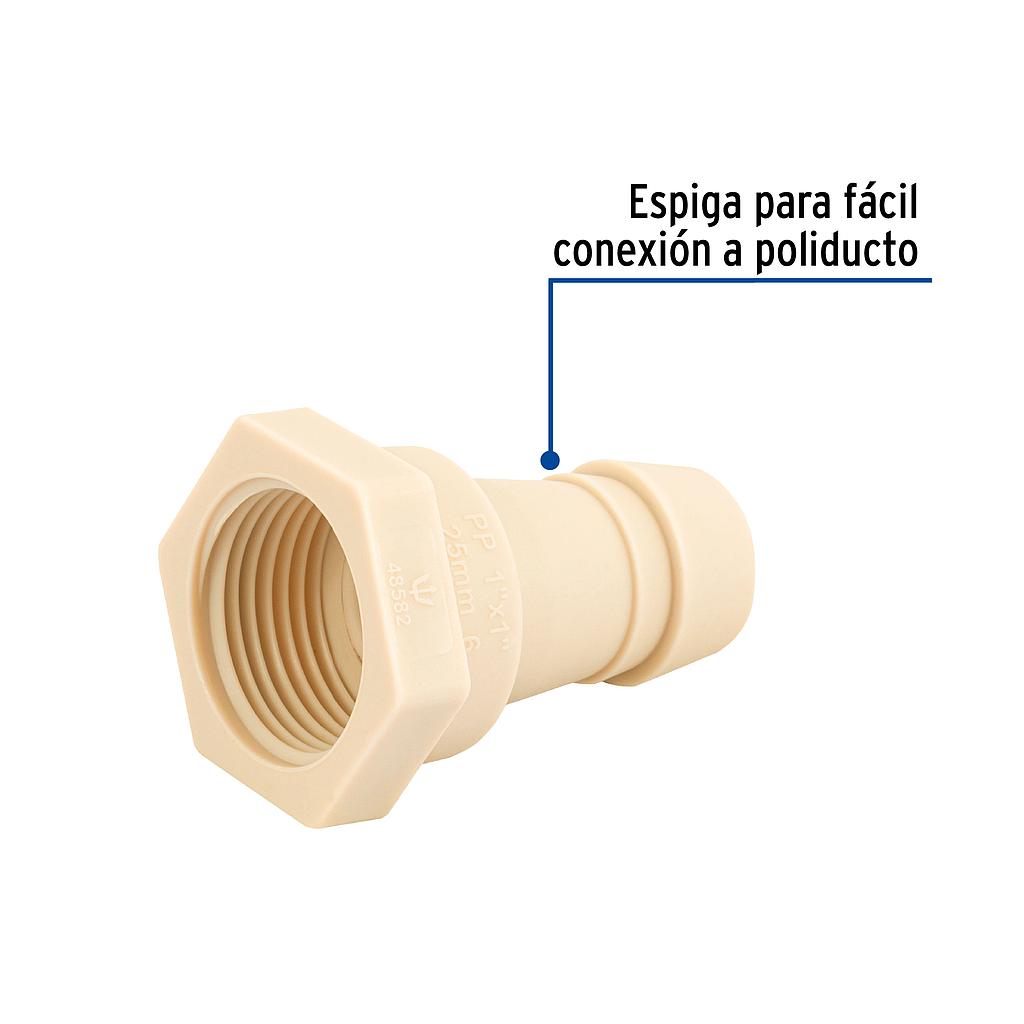 ADAPTADOR HEMBRA 1"  INSERCION POLIPROPILENO