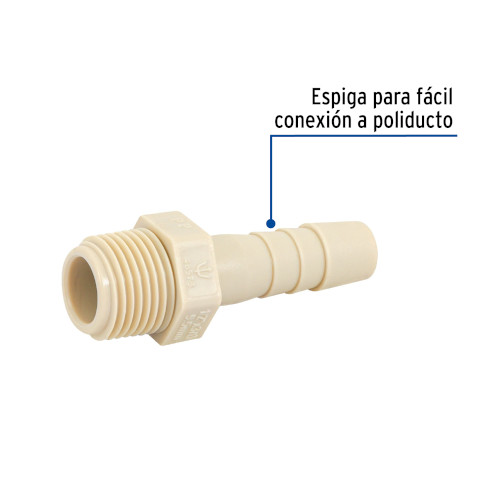 ADAPTADOR MACHO 1/2"X3/8" INSERCION POLIPROPILENO