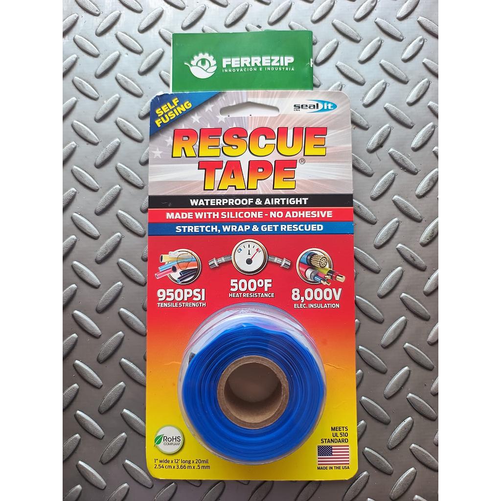 CINTA DE RESCATE AUTOFUSIONABLE DE SILICONA 1" X 12" largo X .5mm  AZUL