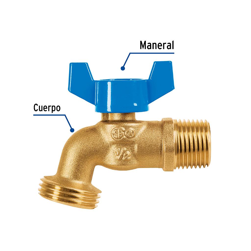 LLAVE DE ESFERA DE LATÓN 1/2' CON ROSCA PARA MANGUERA,