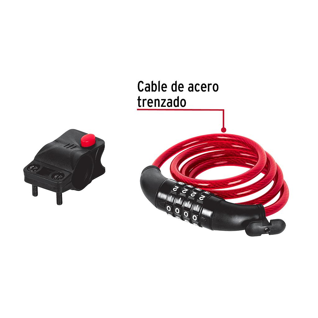 CANDADO CABLE 1MT COMBINACION, HERMEX