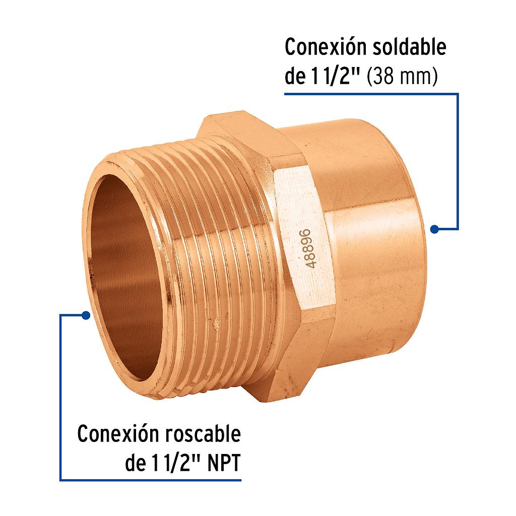 ADAPTADOR MACHO COBRE 11/2"