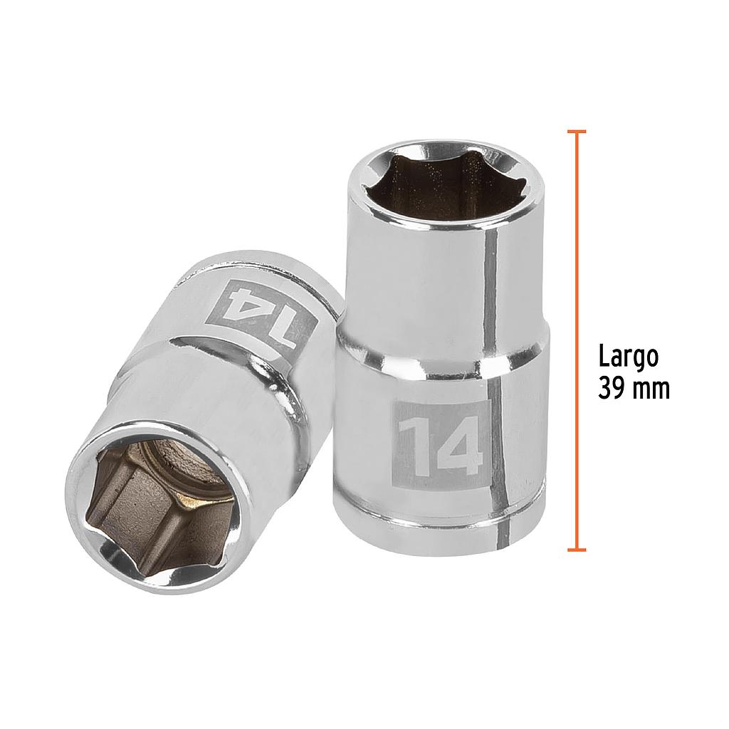 DADO DE 14 MM, 6 PUNTAS, CUADRO 1/2', TRUPER