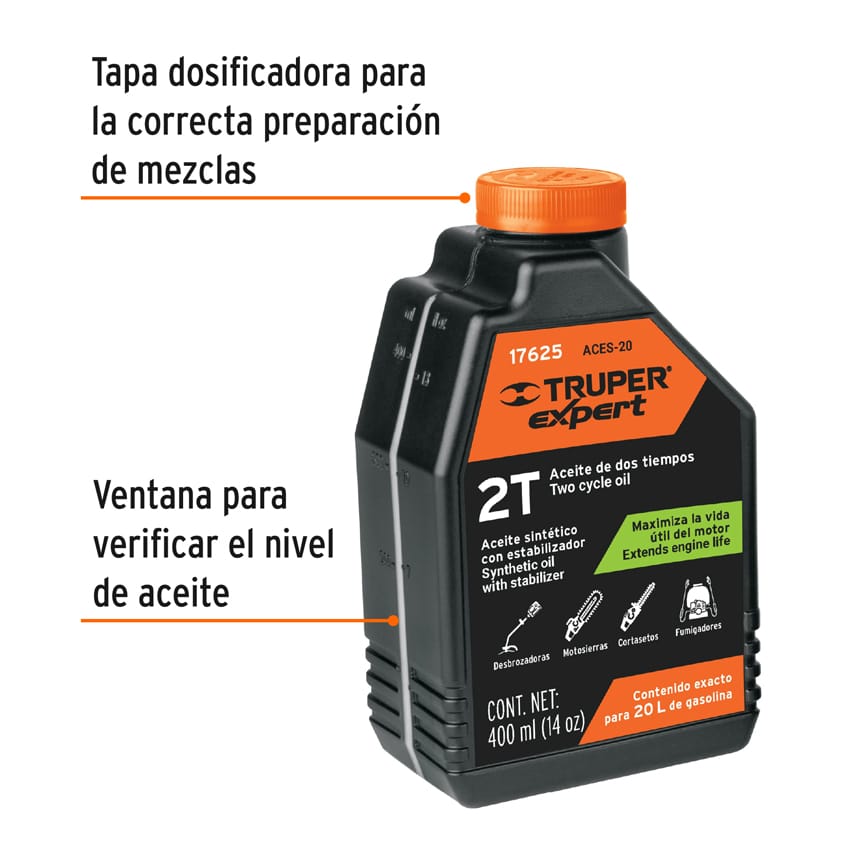ACEITE SINTETICO PARA MOTOR 2 TIEMPOS 400 ML